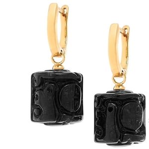 New Black Jade Gold Earrings